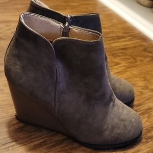 Suede Wedge Bootie.